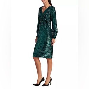 Rickie Freeman Teri Jon Teal Sequin midi dress! Great for the Holidays!